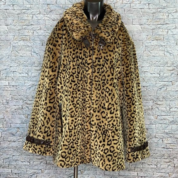 dennis basso Jackets & Blazers - Dennis Basso Cheetah Printed Faux Fur Coat